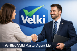 Business handshake with Velki branding