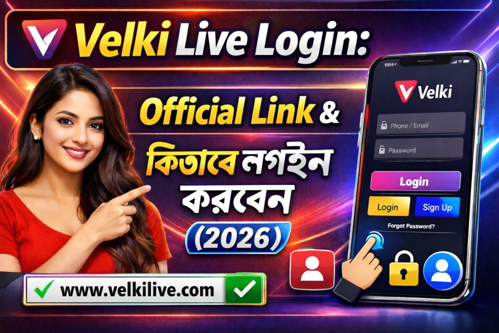 Velki Live Login official screen